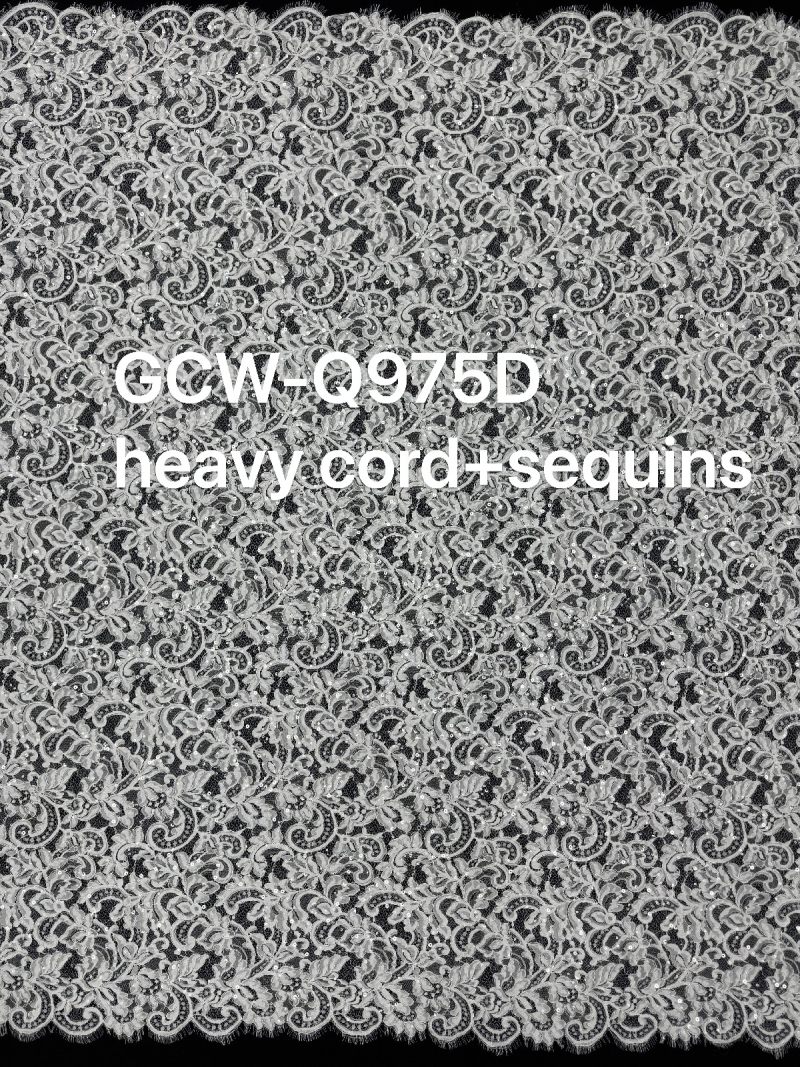 GCW-Q975D | Heavy Cord & Sequin Baroque Lace | 3D Embossed Luxury Bridal Fabric